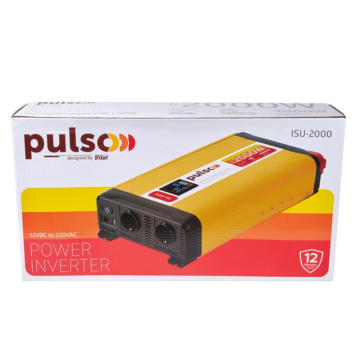 Перетворювач напруги PULSO/ISU-2000/12V-220V/2000W/LCD синусоїдна/хвил