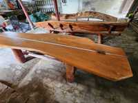 meble ogrodowe drewniane stół i 2 ławy długość 3,5 mb