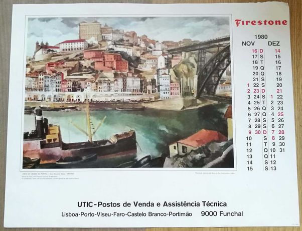 Calendário de parede UTIC Firestone 1980 (em folhas soltas)