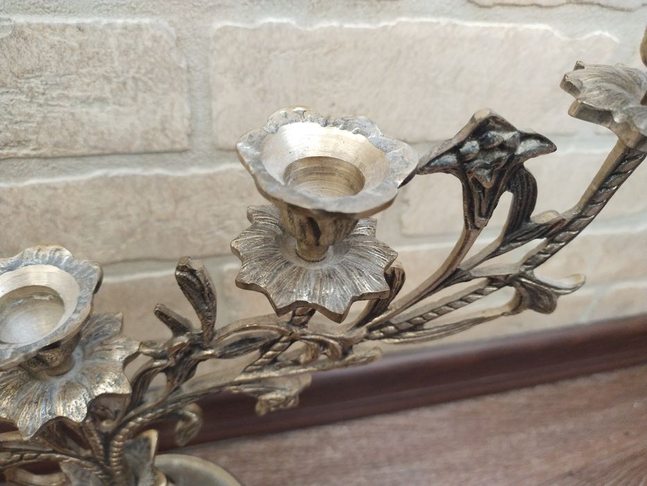 Канделябр на пять свечей латунь.