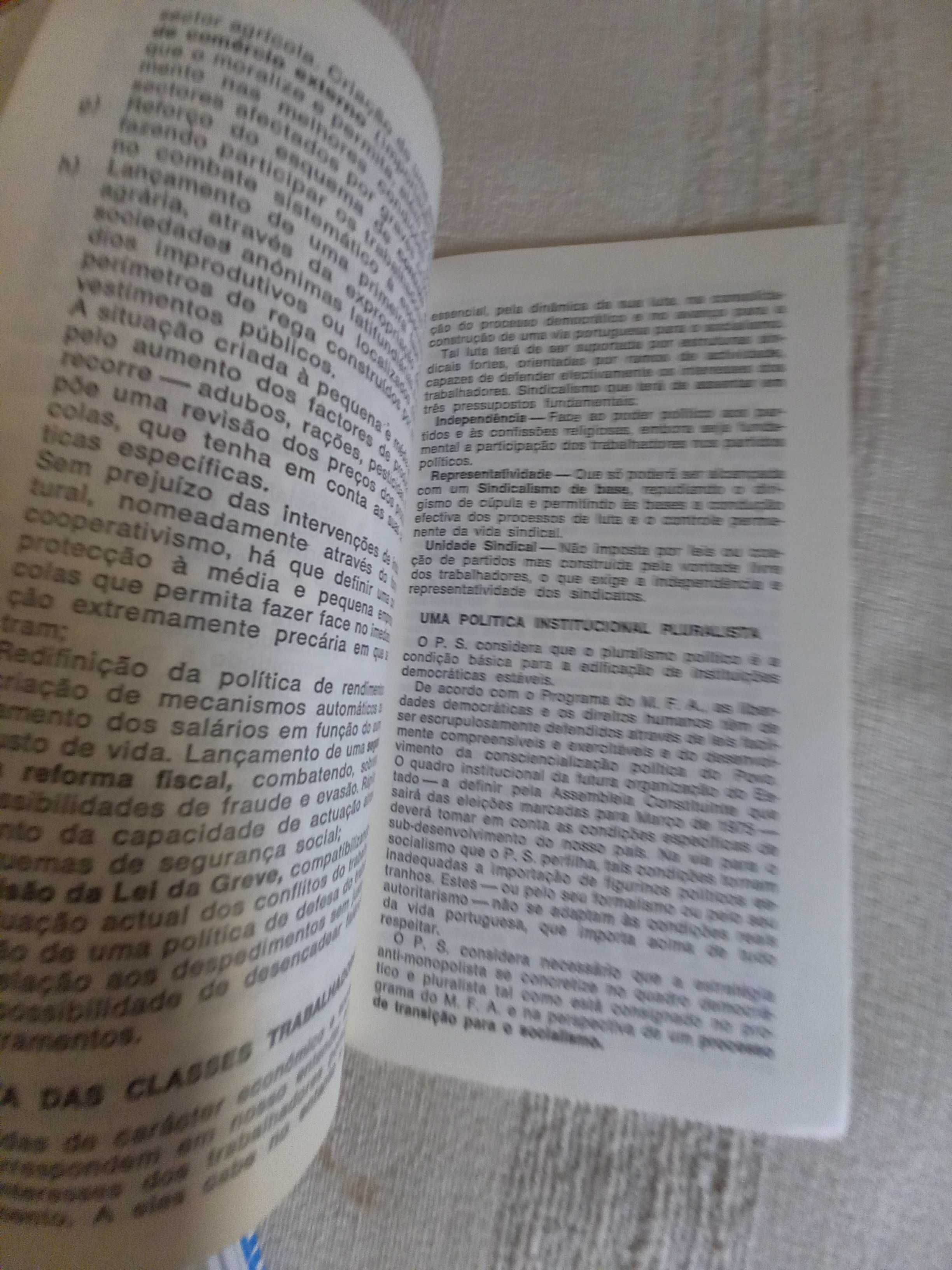 Folheto de 1974 do Partido Socialista
