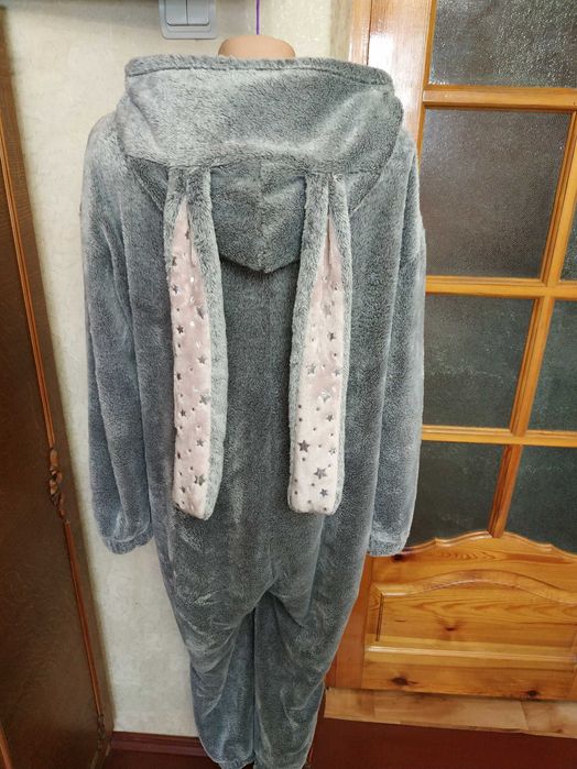 Теплий кігурумі милий заєць з довгими вухами,домашній костюм 48 розмір