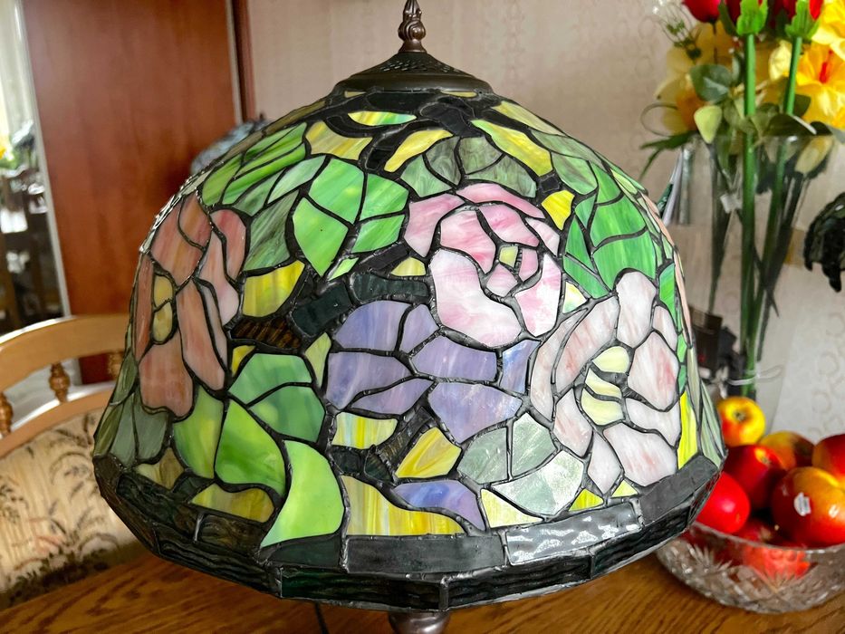 Lampa stołowa witrażowa w stylu Tiffany - 60 cm oryginalny stan