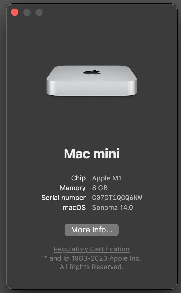 Apple Mac mini M1 8GB RAM / 512GB SSD