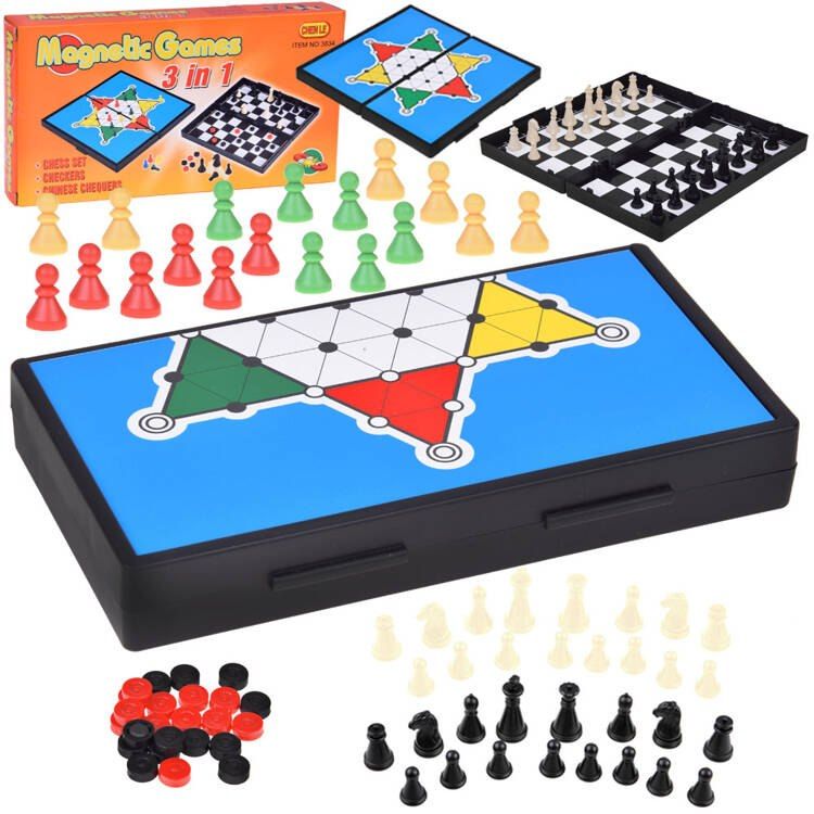 Zestaw gier 3w1 szachy warcaby chińczyk MAGNETYCZNE strategiczna
