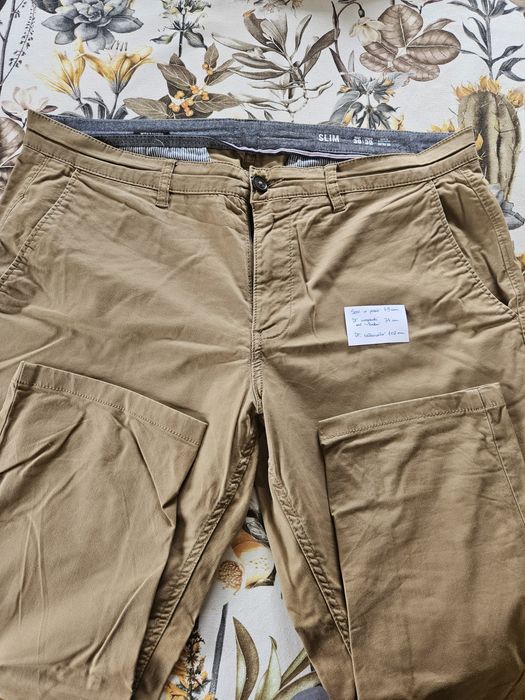 Spodnie męskie chinosy brązowe F&F 38/32 slim xxl