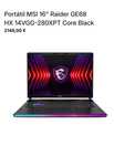 Portátil MSI 16" Raider GE68 HX 14VGG-280XPT Core Black PC gaming