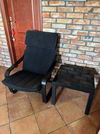 Fotel Ikea+stolik czarny