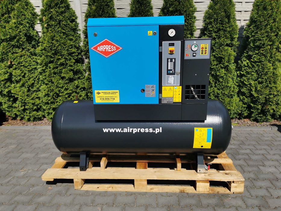 KOMPLET! 2015r 8534h! 7.5kw Sprężarka śrubowa AIRPRESS 1000l/min 10bar