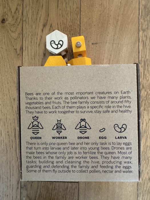 Drewniane klocki Ul pszczeli- zabawka Montessori, Bajo