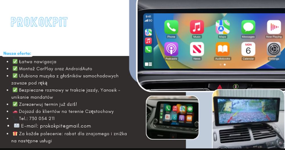 Apple Car Play Android Auto Kamerki cofania sprzęt i montaż
