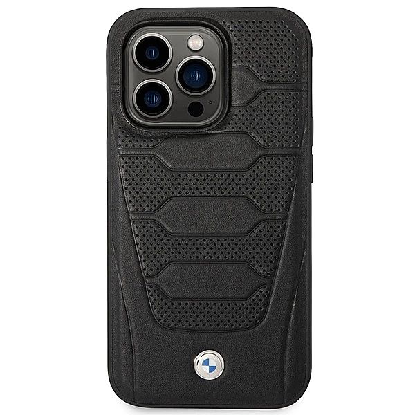 Etui BMW Leather Seats Pattern na iPhone 14 Pro Max - czarne