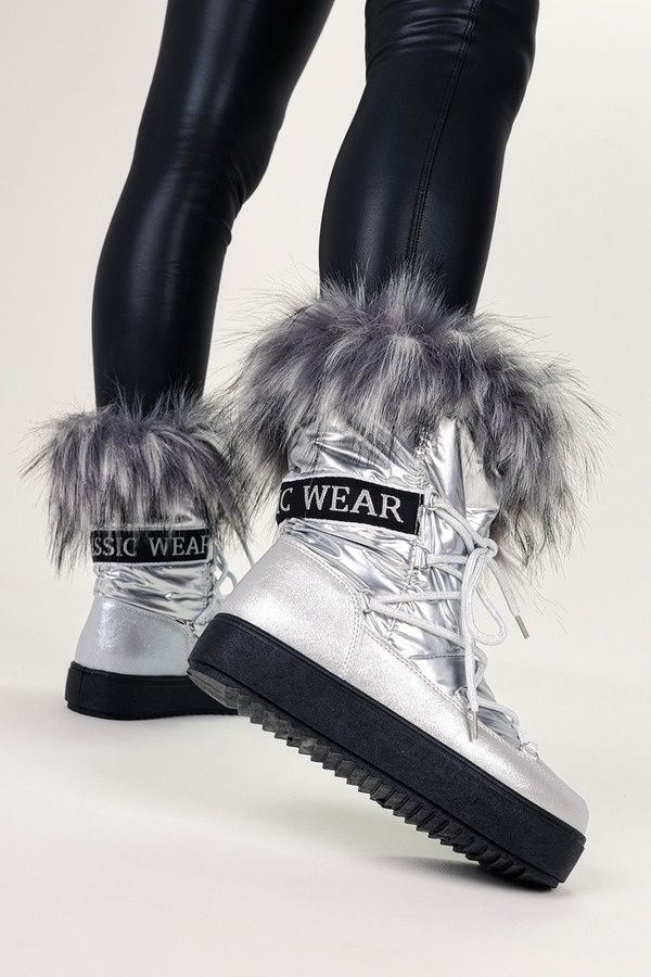 Nowe buty śniegowce srebrne futerko ocieplane bardzo ciepłe rozm 36