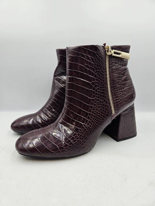 Botki Damskie Imitacja Skóry Krokodyla Stradivarius Bordowe Rozmiar 38