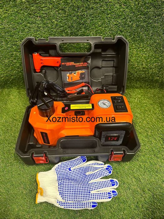 Електричний домкрат для авто 3 в 1 (Домкрат,Компресор, фанар) 12V 5,0Т