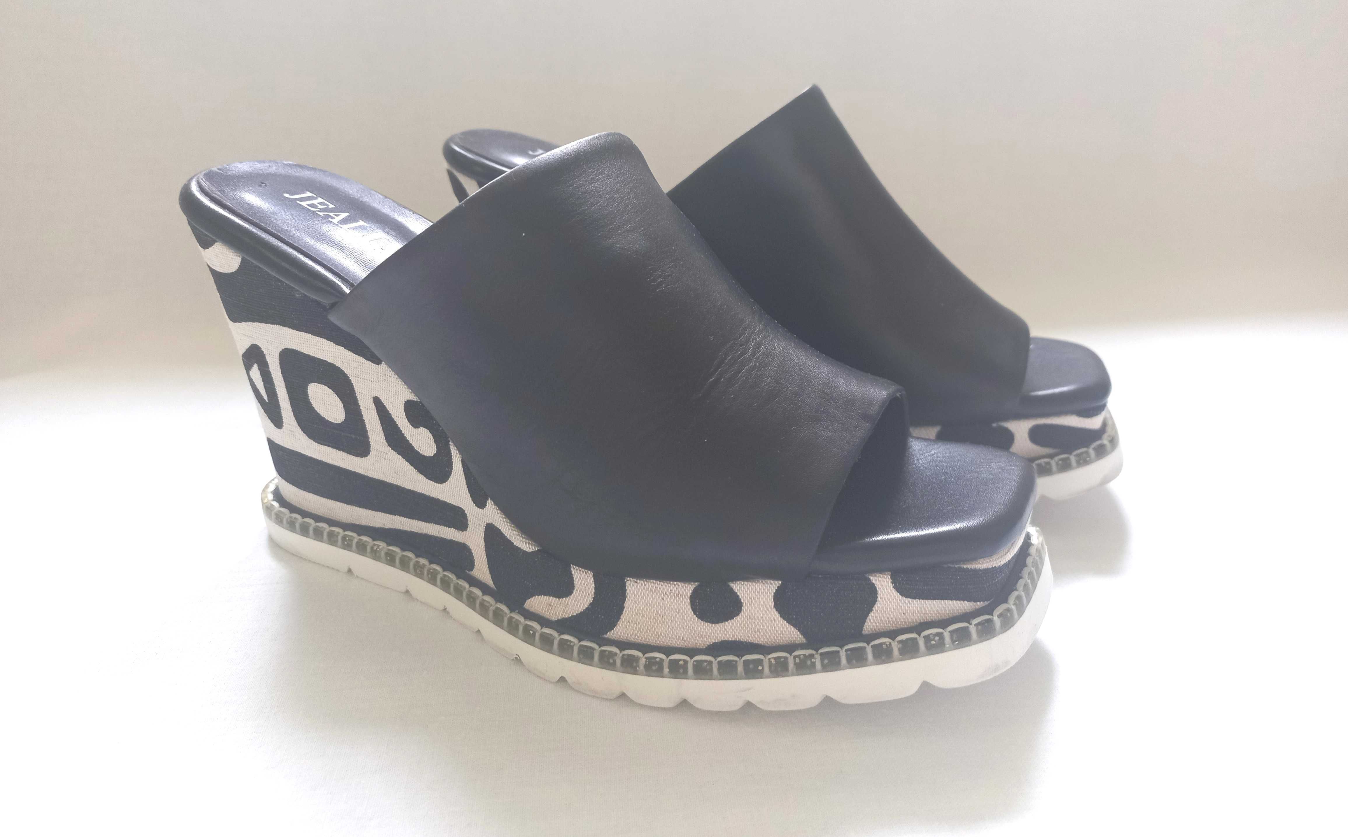 Klapki czarne Buty białe KOTUR r. 36,5 SKÓRA damskie NOWE