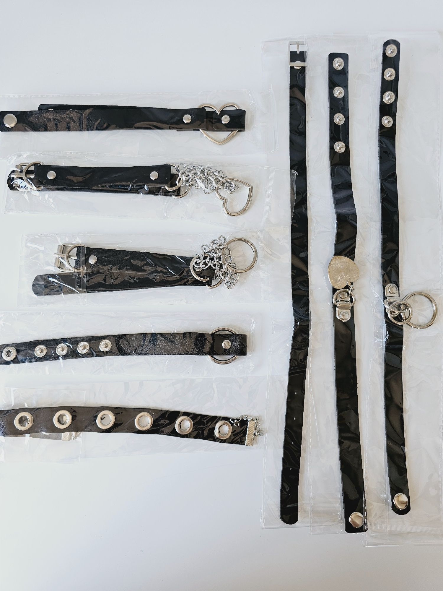 Naszyjnik Choker obroża Gothic Punk Rock Metal Skóra zestaw 8 szt