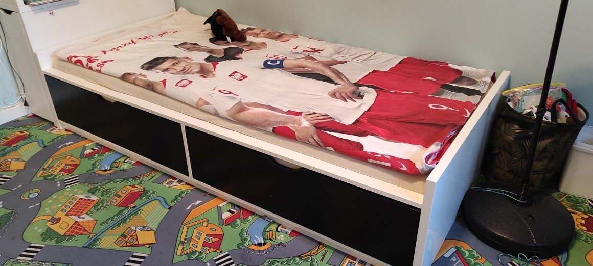Łóżko z szufladami IKEA flaxa 90x200 cm z materacem