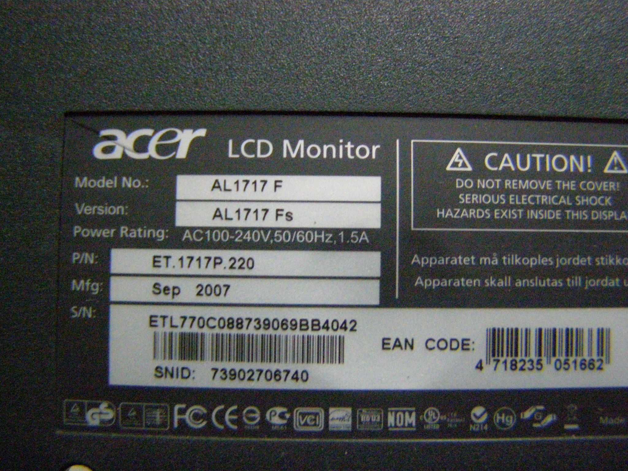 Acer AL1717Fs---разборка битого