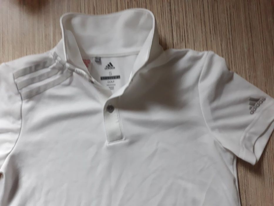 Adidas golf- sliczna koszulka polo- biala s