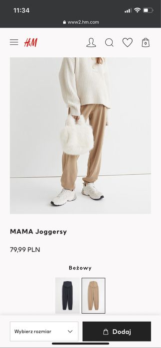H&M mama jogerrsy dresy spodnie dresowe jogger L ciążowe