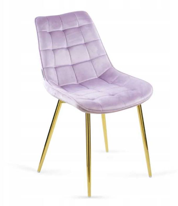 Krzesło tapicerowane BELLA - wrzosowe, złote nogi