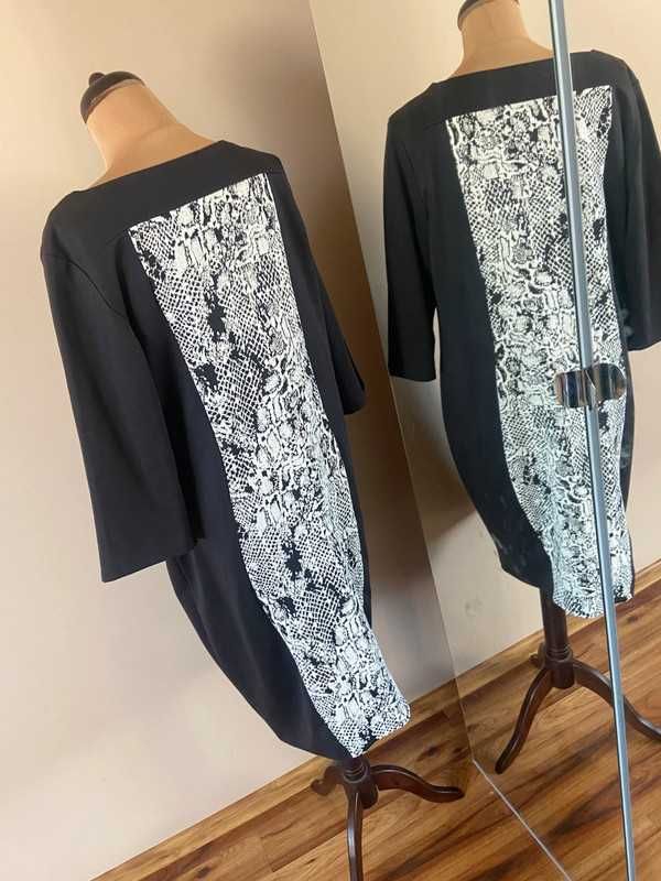 Adika 46 48 xxxl czarna sukienka wzór wyszczuplajacy xxl +size 7/8