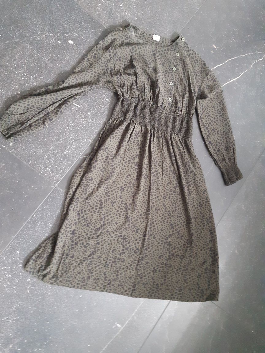 Sukienka damska vintage chanel panterka Design zwierzęcy s / M wiskoza