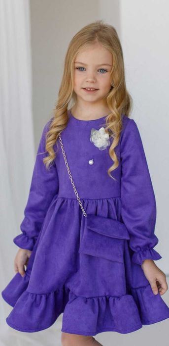 Нарядна сукня плаття на дівчинку 98-128 см 3-8 років Замш