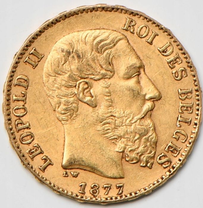 Belgia 1877 20 franków złota moneta
