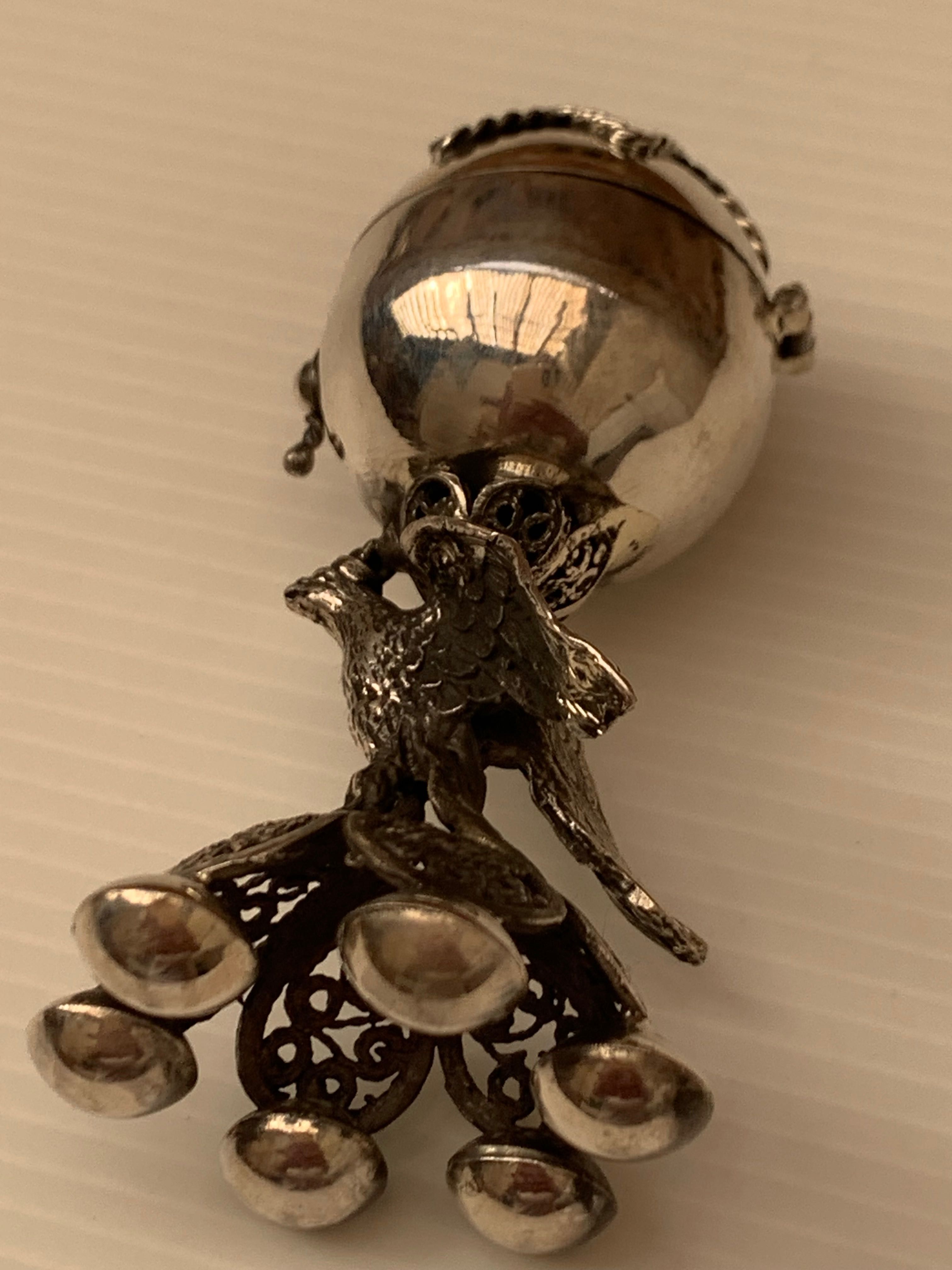 Caixa Judaica de Besamim para Havdala , prata 875 , séc. 19