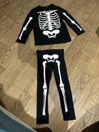 F&F strój kościotrupa kości czarna bluzka getry 6-7 lat 122 cm