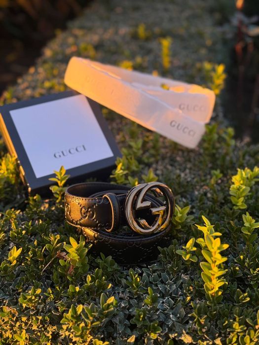 Ремінь Gucci чорний чоловічий пасок Гуччи ремень кожаный Гучи черный