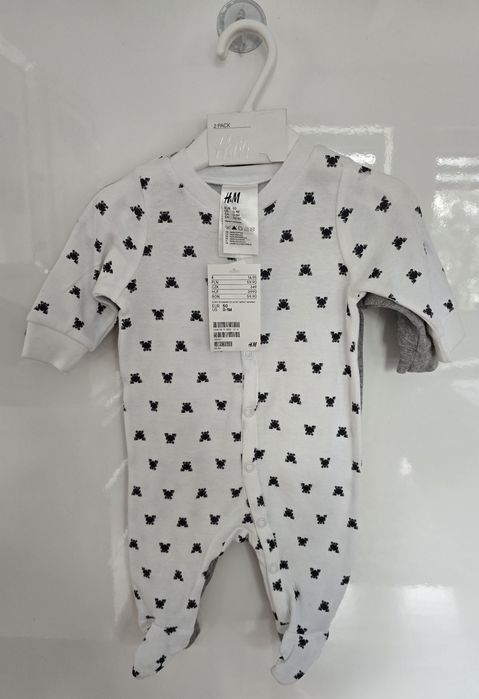 H&M-2pary śpiochów dla noworodka r.50cm