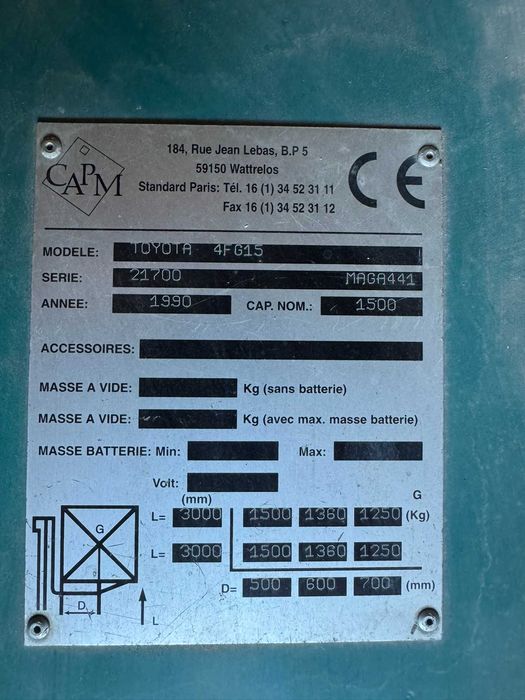 Wózek widłowy TOYOTA 4FGF15 LPG mało używany, FAKTURA VAT