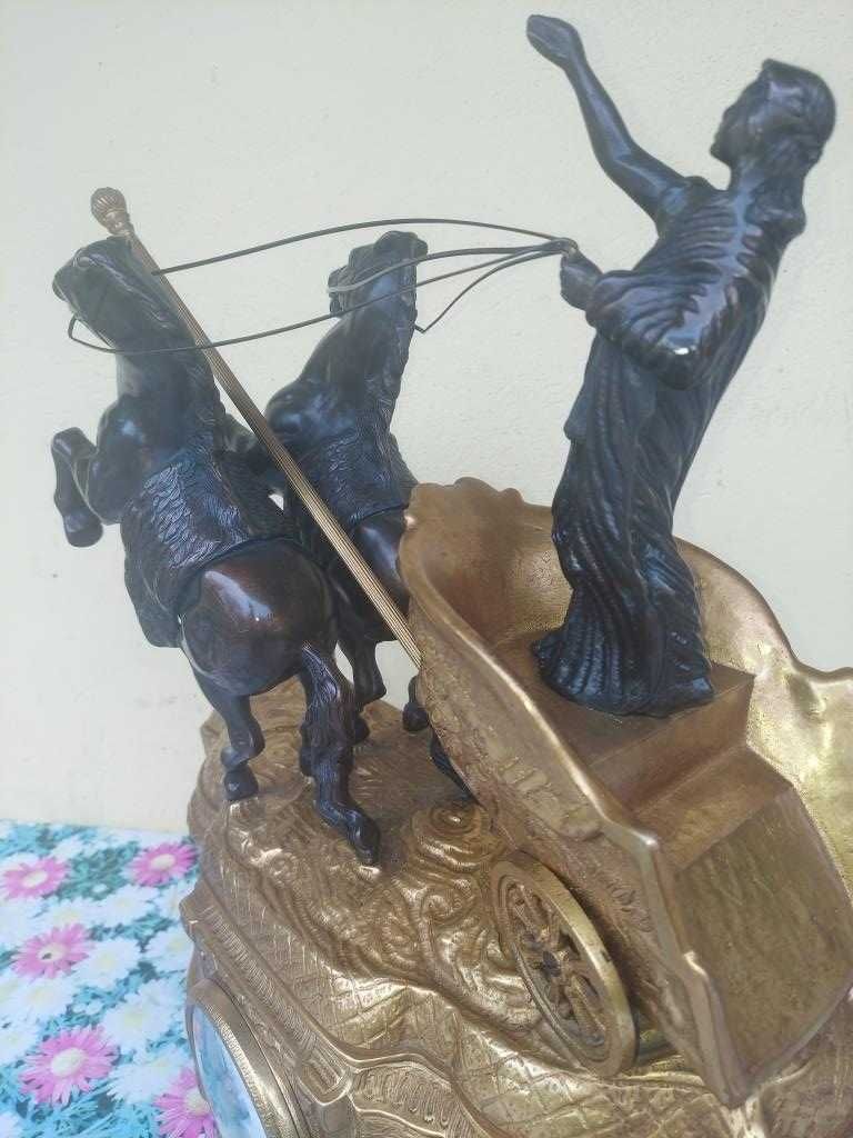 Stary zegar kominkowy empire rydwan rzymski olbrzymi nr 18