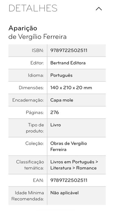 “Aparição”, Vergílio Ferreira