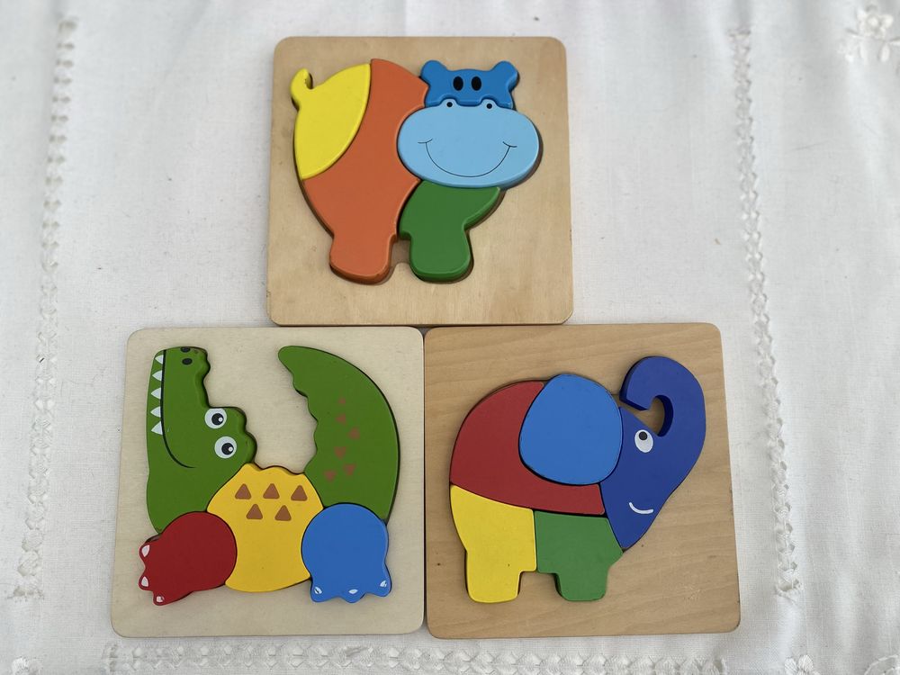 Montessori Puzzles Animais da Selva em madeira