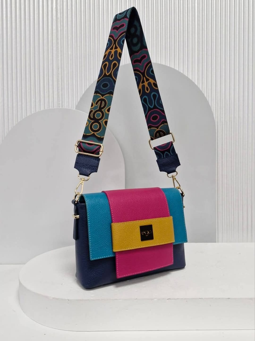 Ego  ES0231SA torebka z ozdobnym pasem multicolor skóra