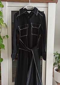 Długa czarna wiązana suknia Topshop