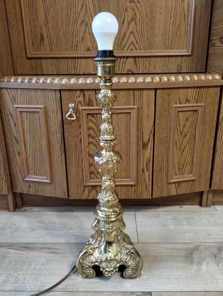 Lampa stojąca mosiężna masywna Vintage