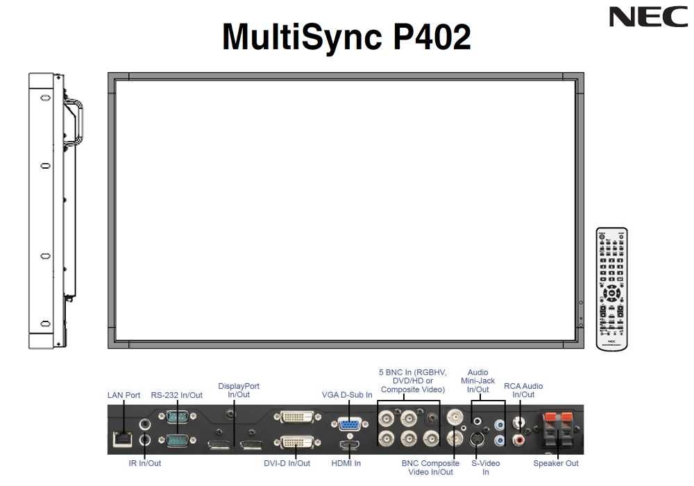 Monitor NEC MultiSync P402 40" • Full HD 1920x1080 • HDMI, DP, VGA...