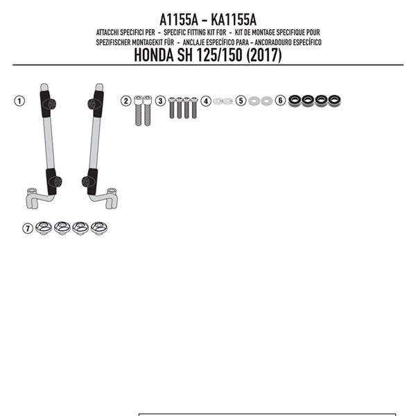 Кріпленння для вітровика KAPPA A1155AK HONDA SH 125i-150i