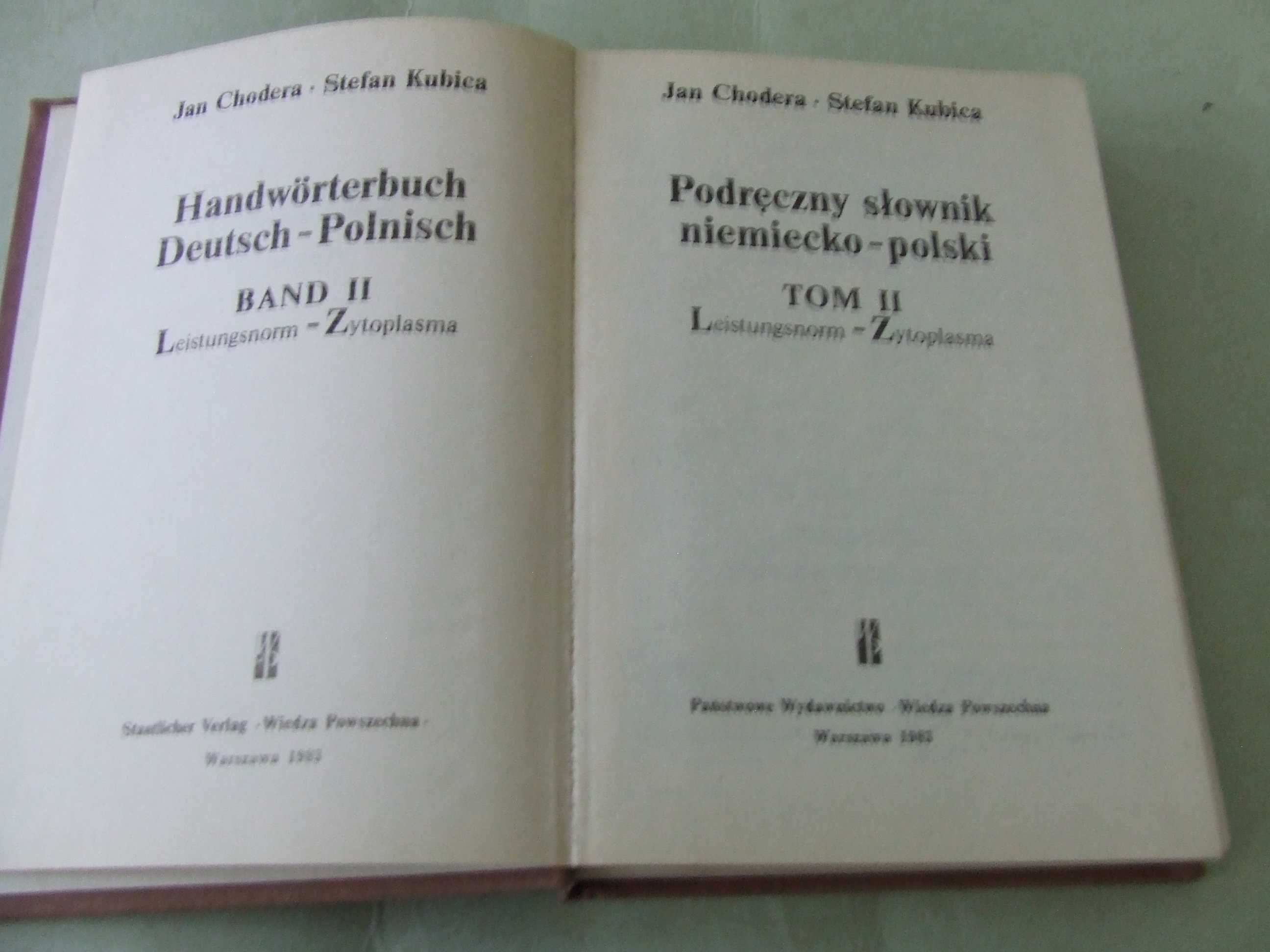 Podręczny słownik niemiecko - polski Tom 1 + 2 Chodera, Kubica