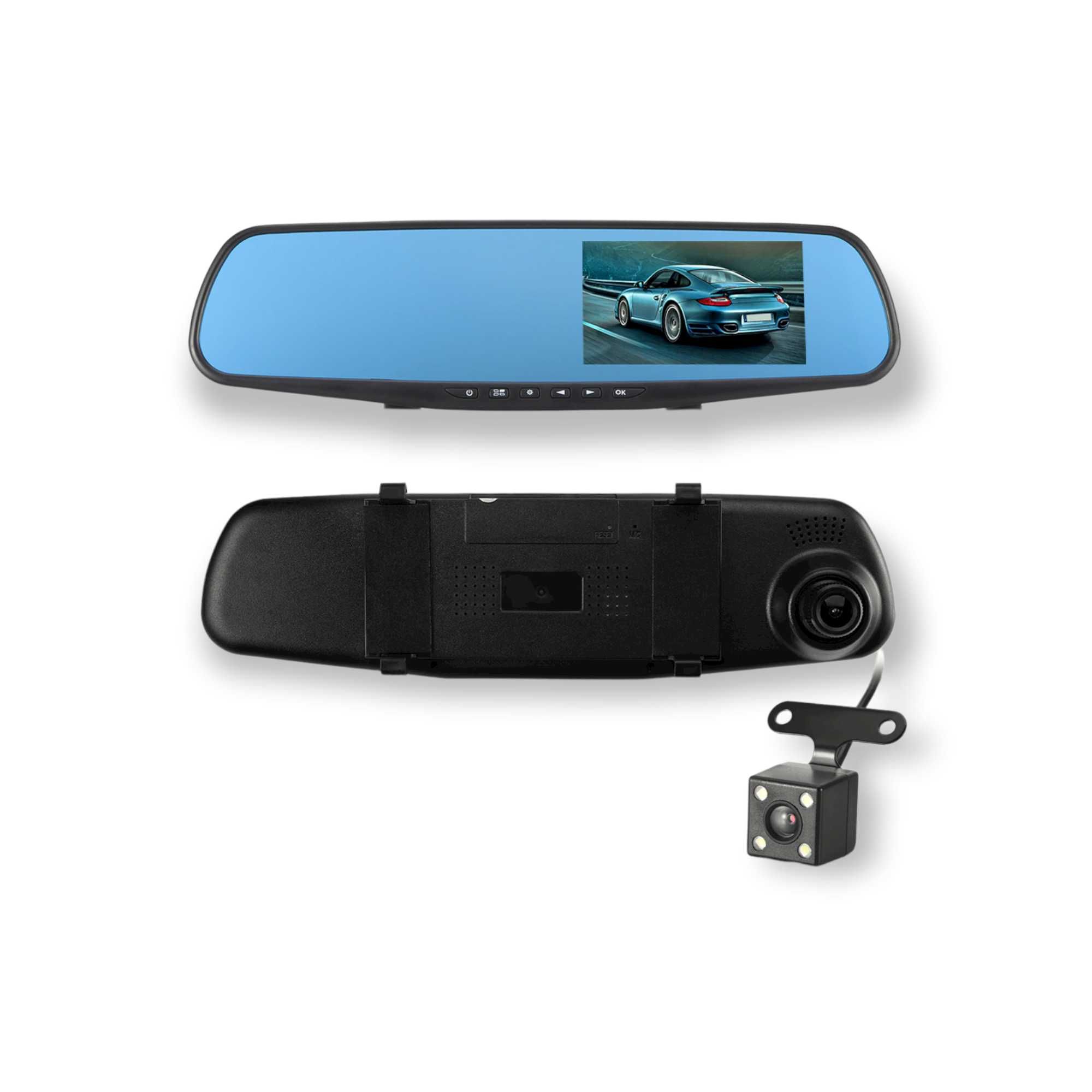Espelho retrovisor com câmara de estacionamento + câmara DVR