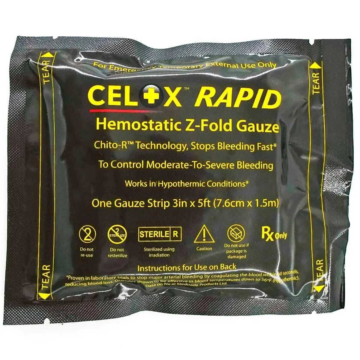 Новая Кровоостанавливающая повязка Celox, Rapid Z-Fold Gauze Оригинал