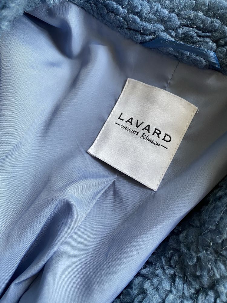 Płaszcz damski niebieski Luna Niso L baranek Lavard