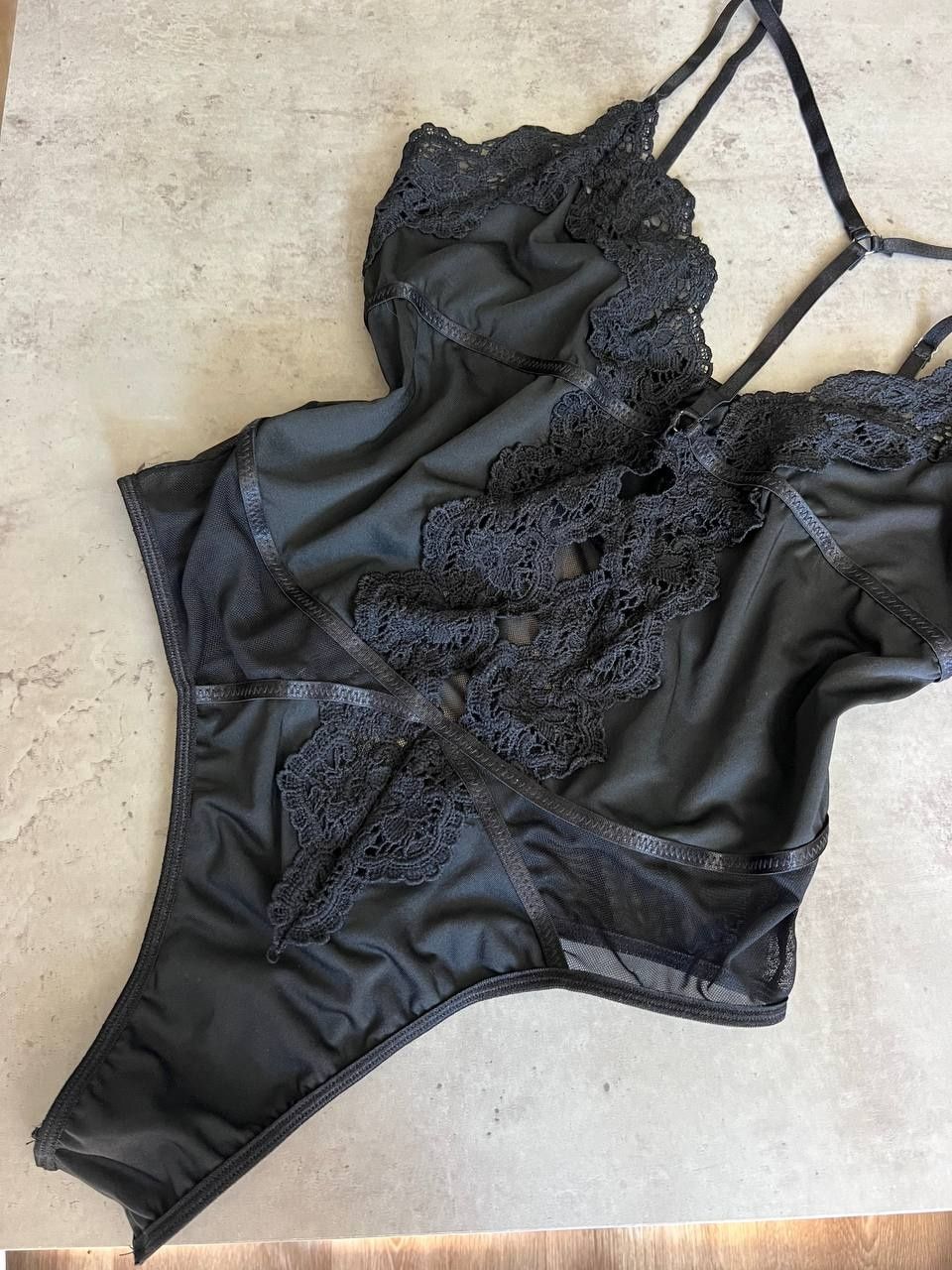 Черный кружевной боди сексуальный наряд прозрачное нижнее белье м-хл