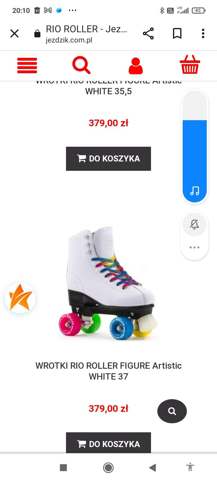 Wrotki Rio Roller White Figure rozm.35.5 jak NOWE