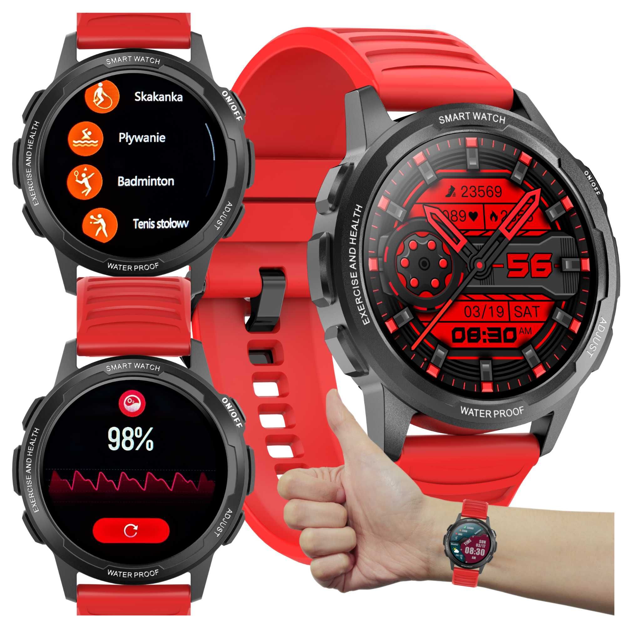 Smartwatch Zegarek Wodoodporny Pomiar Natlenienia Tętno Ciśnienie